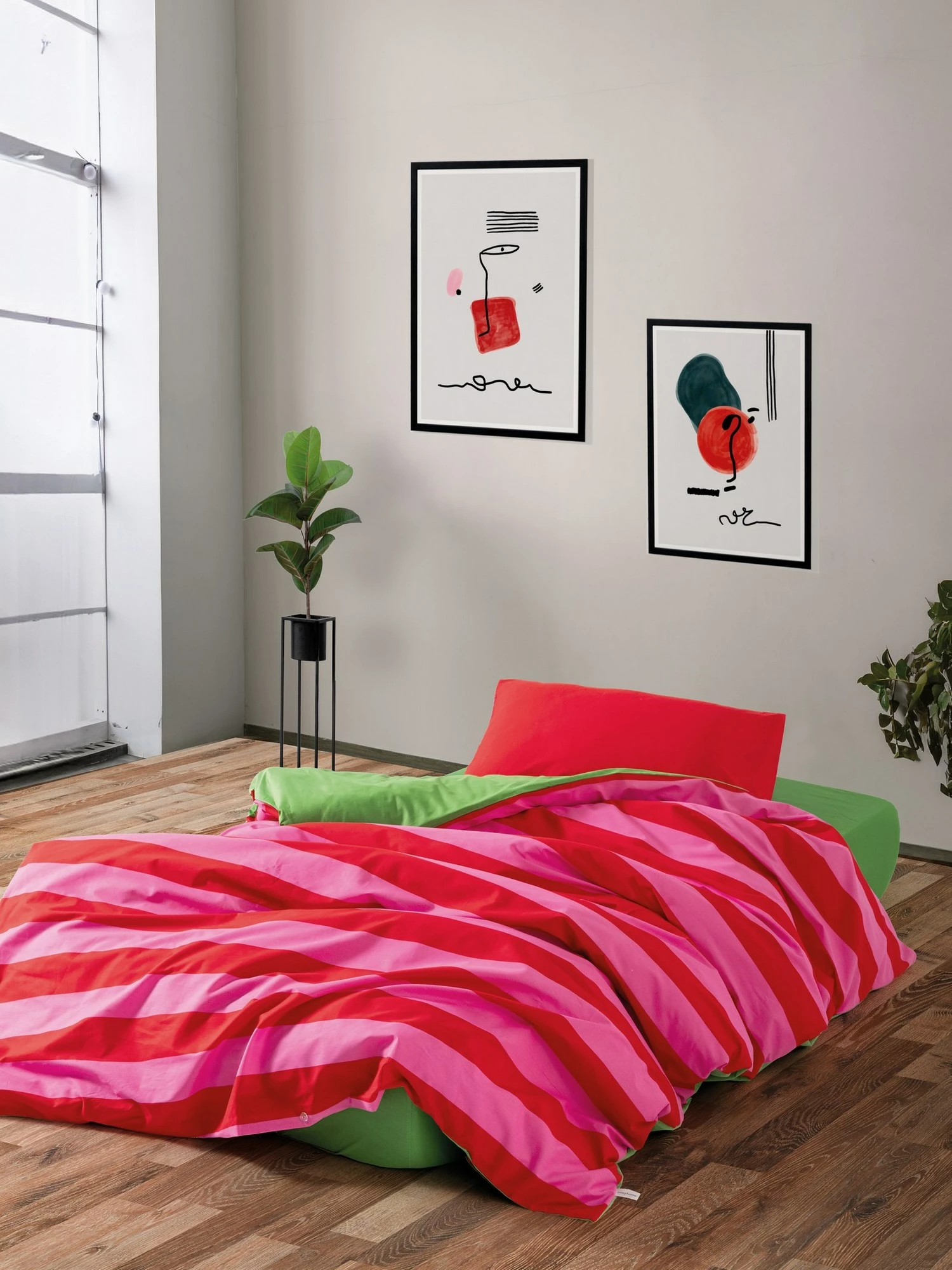 Set mbulesë jorgan për teke XXL, L'essentiel Cherie, ngjyrë e gjelbër, rozë, fuksia