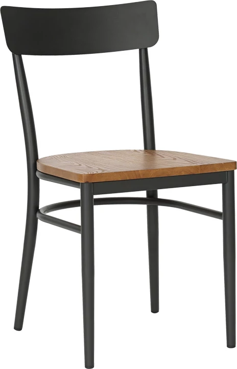 Karrige Zerca, skelet gri e errët, ulëse druri natyral, 49x44x82cm