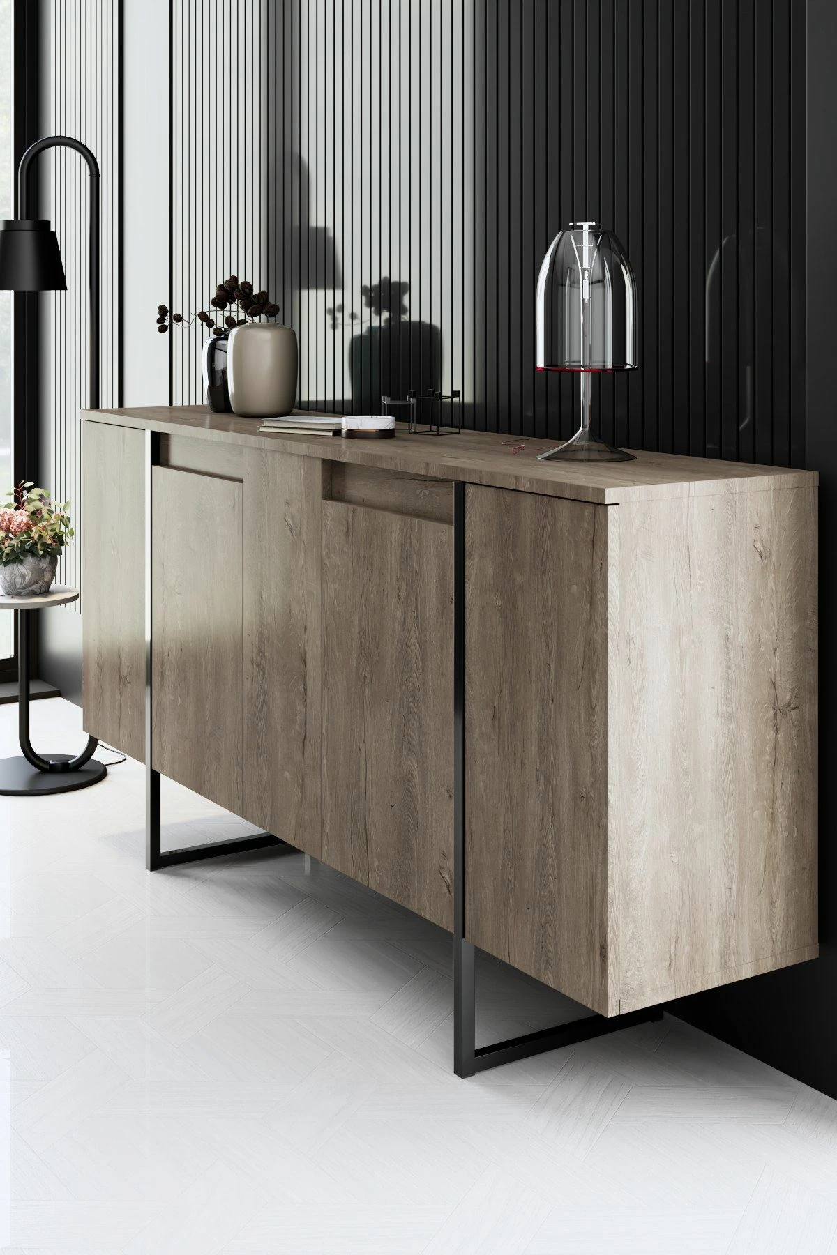 Konsolë Hanah Home Luxe, ngjyrë arre dhe e zezë