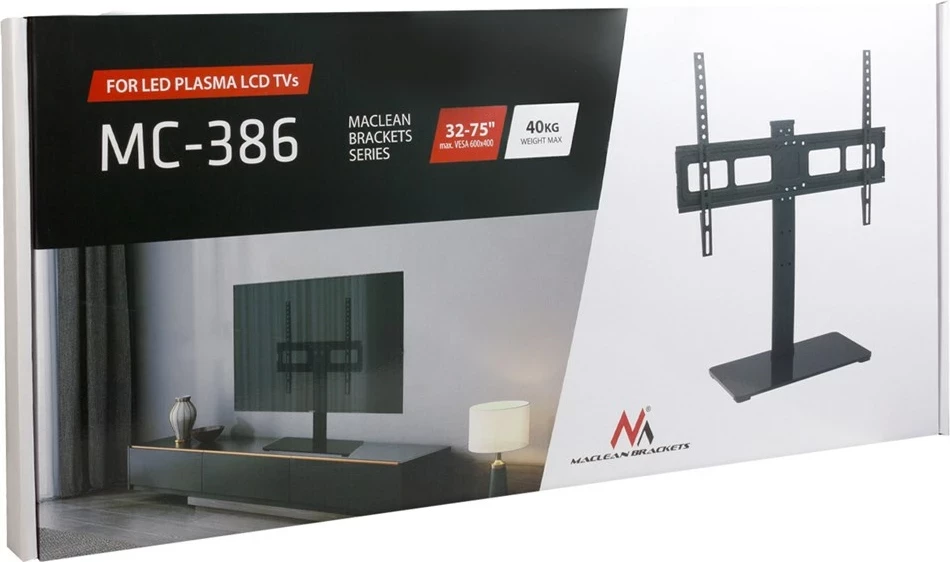 Mbajtës TV Maclean MC-386, për tavolinë, 32"-75", i zi