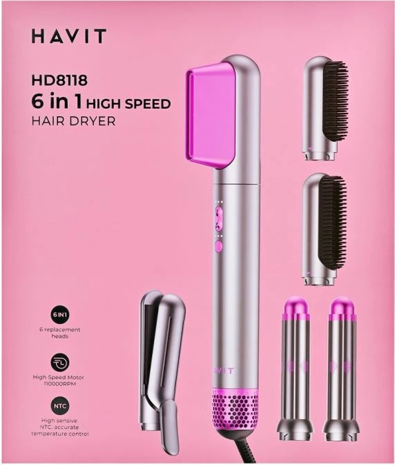 Tharëse flokësh Havit HD8118-EU, rozë-gri