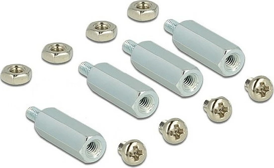 Set distancuesish M2.5 DeLOCK 18214, 10mm, 12 copë, çelik inox, Silver