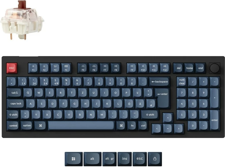 Tastierë Keychron V5 Max, DE-Layout, Gateron Jupiter Brown, Hot-Swap, RGB, e zezë/blugri