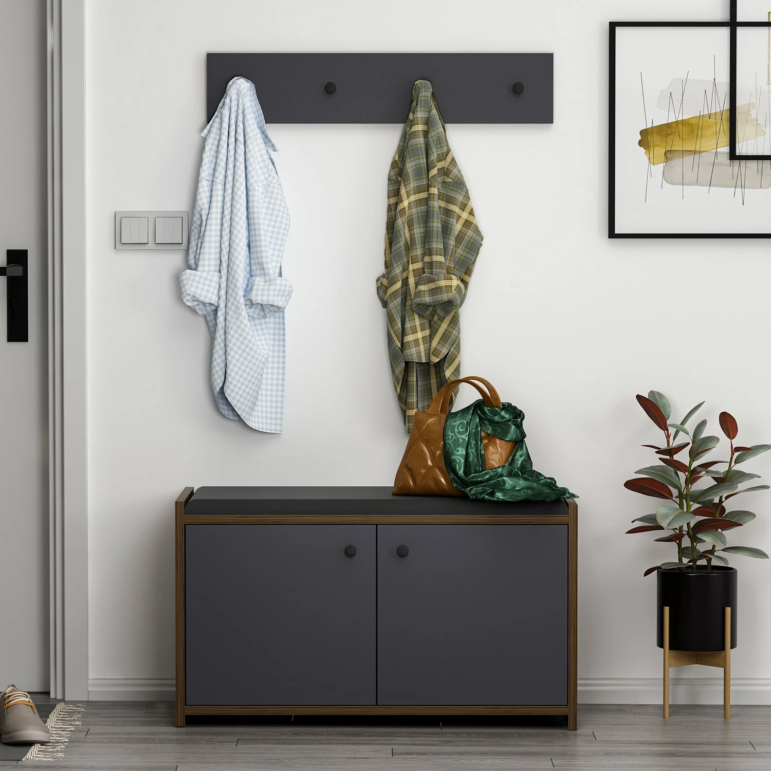 Dollap këpucësh Hanah Home, Zen, antracit