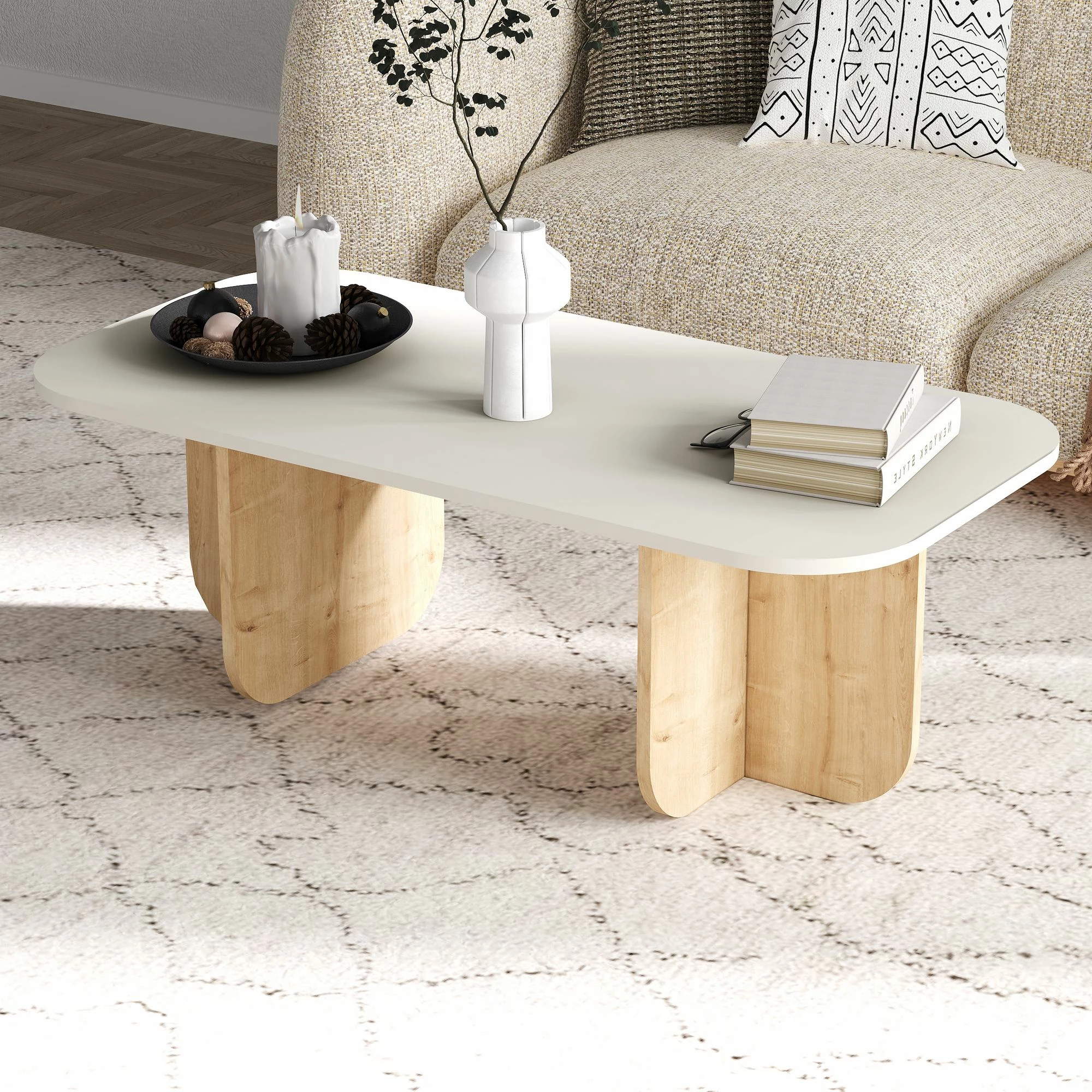 Tavolinë kafeje, Sandstone dhe Sapphire Oak, Skye Decor, Becaj