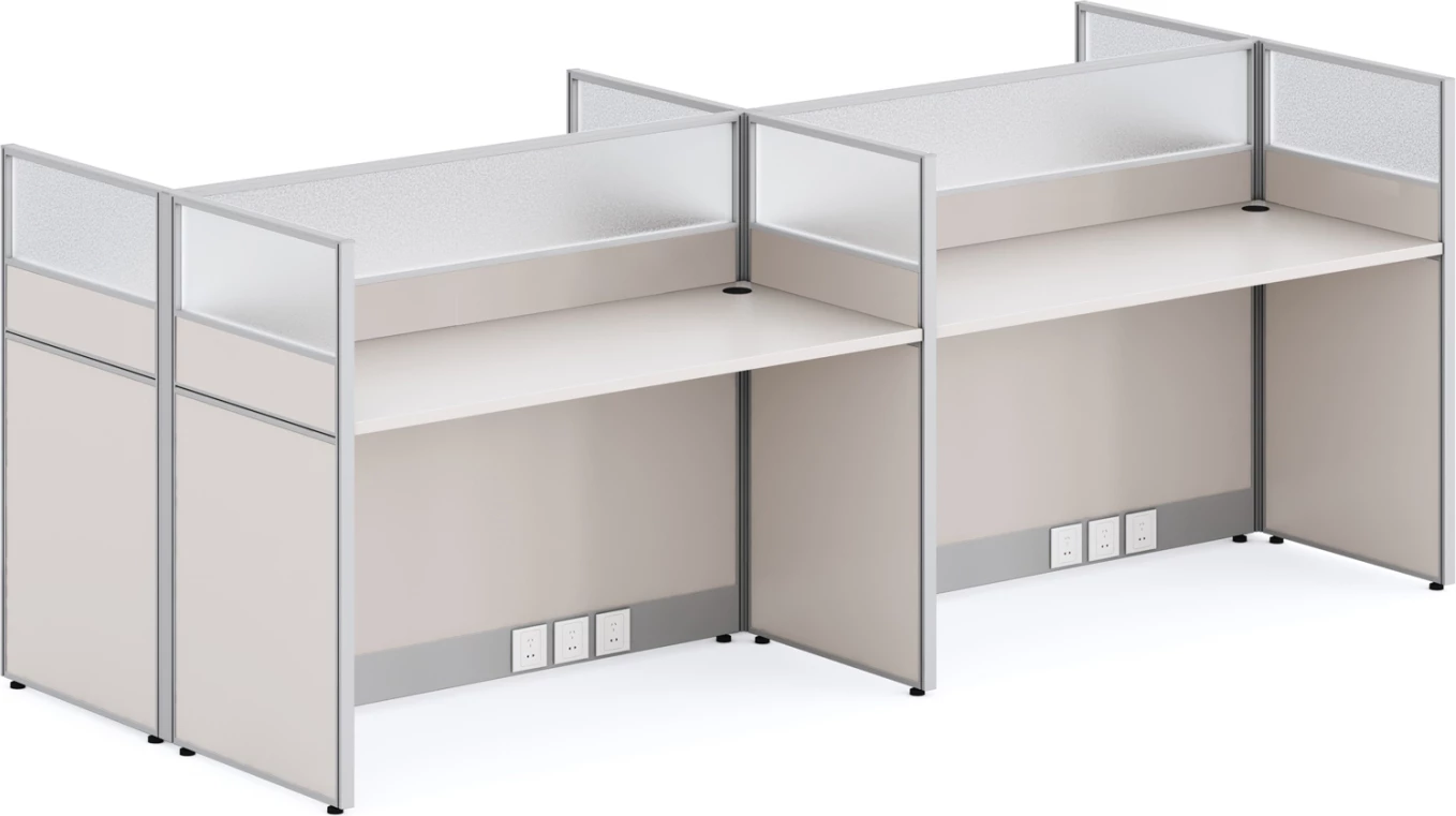 Stacion pune me 4 vende (cubicles), melaminë ngjyrë krem, NEWLINE FH18288, 249x123x110cm