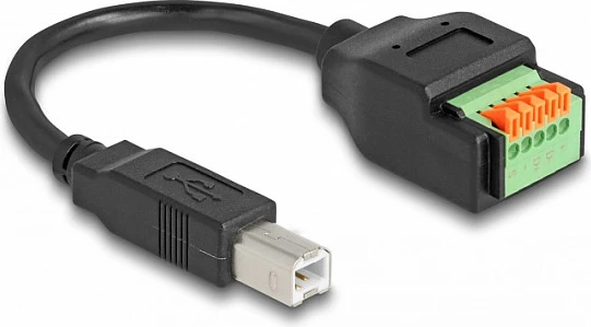 Kabllo adapter USB 2.0 Type-B DeLOCK, mashkull në bllok terminal 5-pin, 15 cm, zezë/gjelbër