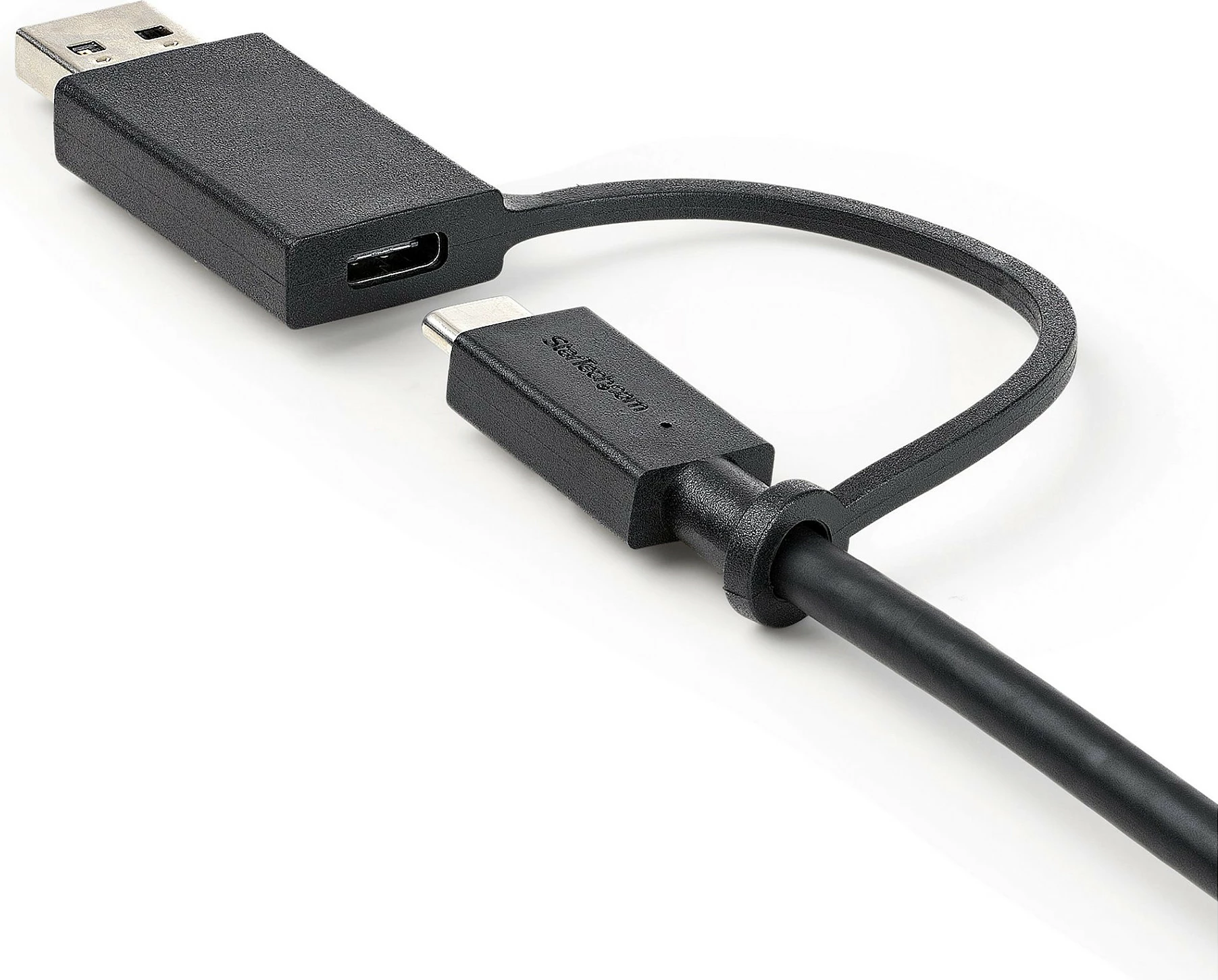 Kabllo StarTech USB-C në USB-C 1m, 10Gbps, PD 100W, me adapter USB-A, e zezë