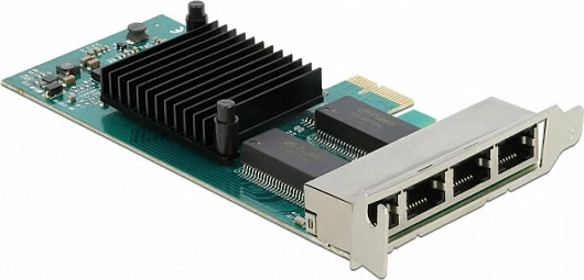 Kartelë rrjeti PCIe DeLOCK Intel I350, 4x RJ45 Gigabit, PCI Express x1