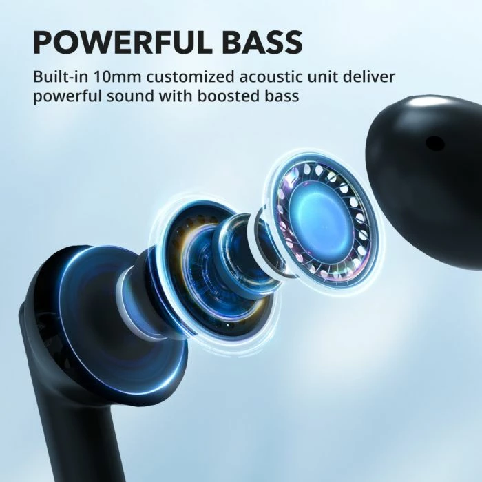 Kufje TaoTronics TT-BH1120 TWS Bluetooth 5.3, 10 mm, IPX5, 30 orë me kuti karikimi, e zezë/kuqe