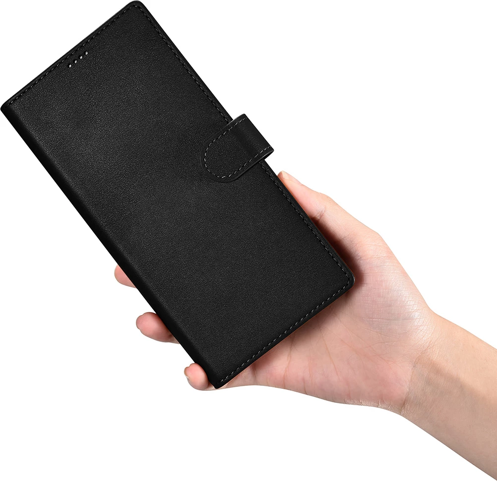 Mbështjellës iCarer Haitang Wallet për Samsung Galaxy S23 Ultra, lëkurë, i zi