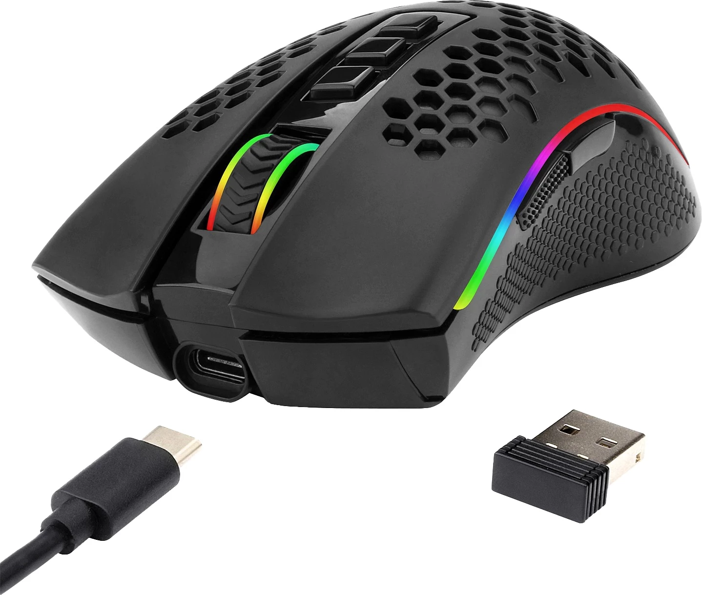Maus gaming Redragon M808 Storm Pro, wireless/me kabllo, RGB, 7 butona, 16000 DPI, 98 g, i zi