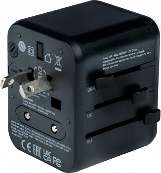Adapter universal udhëtimi Verbatim UTA-02, 1x USB-A, 1x USB-C, 2500W, i zi