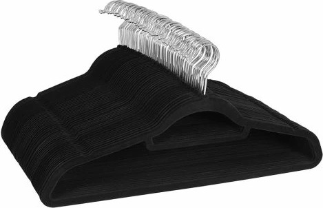 Varëse rrobash SONGMICS CRF20B kadife anti-rrëshqitëse 43.5 cm me grep 360° set 20 copë, e zezë