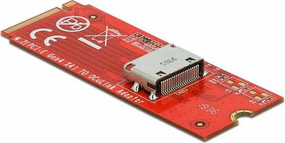 Konvertues M.2 Key M DeLOCK në OCuLink SFF-8612, PCIe 4.0, 64 Gbit/s, i kuq