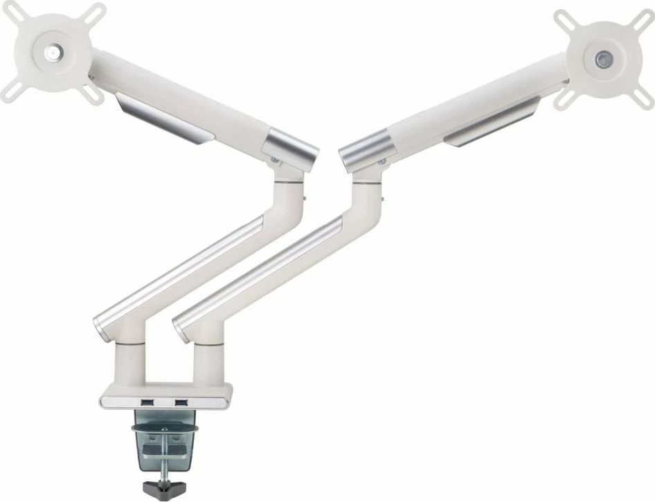 Mbajtëse monitori për tavolinë Art RAMM L-20GD, për 2 monitorë 17\"-32\", VESA 75x75/100x100, deri 9 kg, gas spring, e bardhë