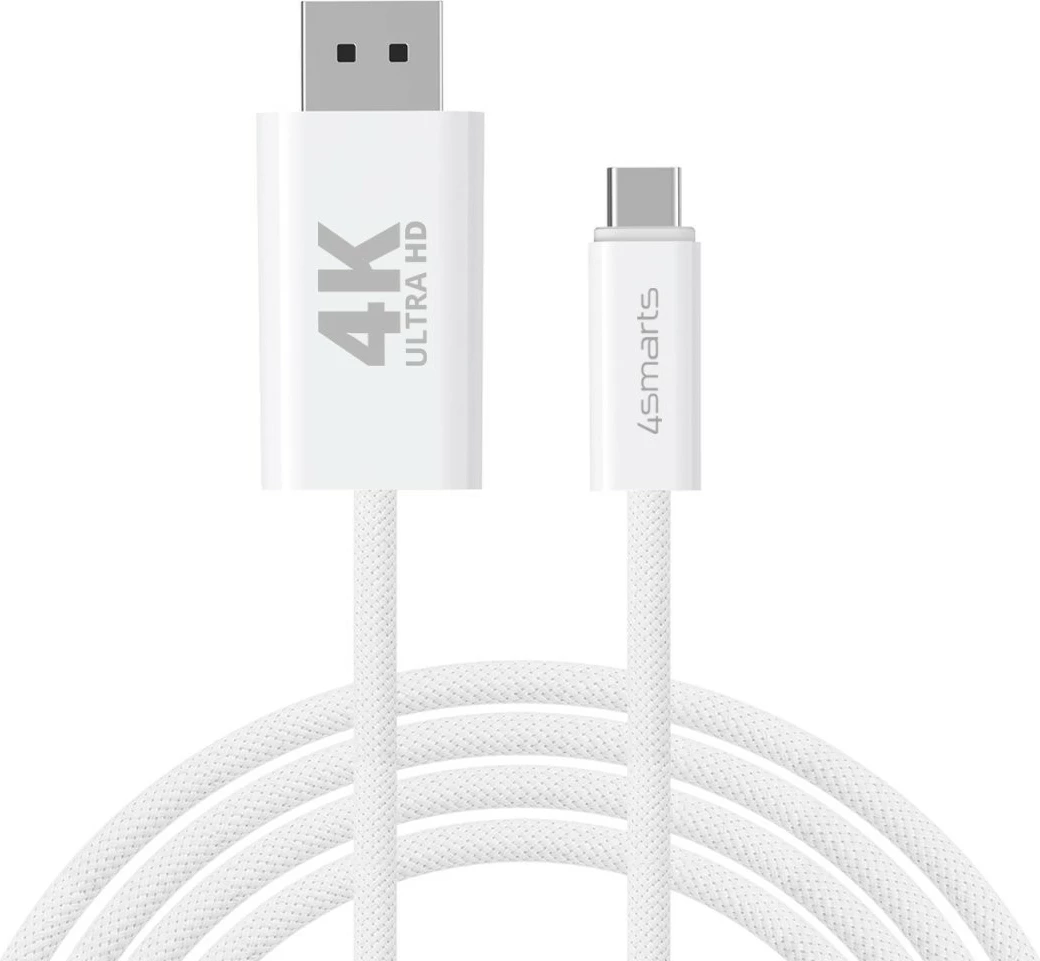 Kabllo USB-C në DisplayPort 4smarts 540958, 2 m, e bardhë