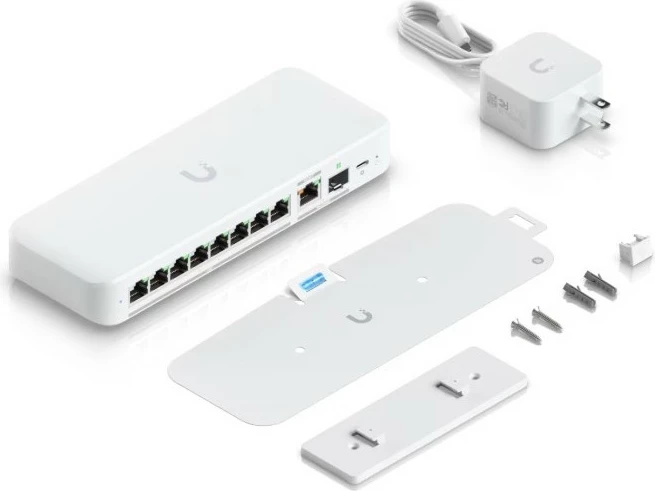 Switch Ubiquiti UniFi Flex 2.5G, 8 porte 2.5G, 1 port 10G, PoE, i bardhë