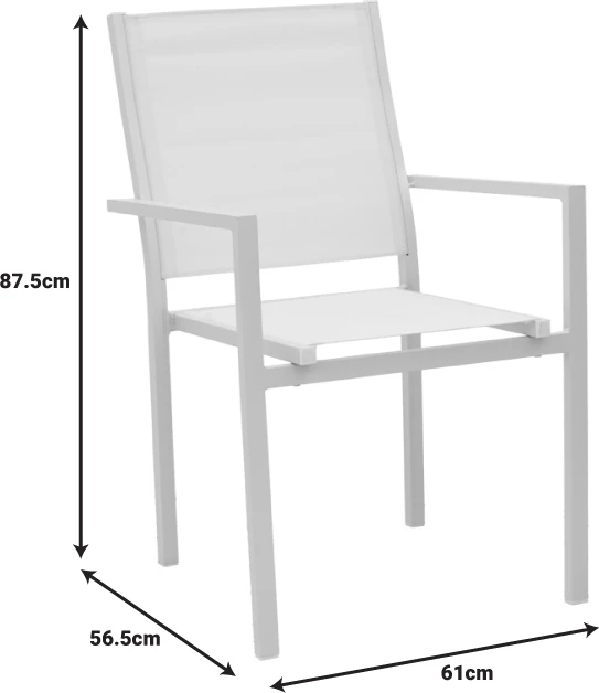 Set tavoline me karrige për terasë, Zacreta-Kliton, alumin, ngjyrë e bardhë, 80x80x74cm, 3 copë