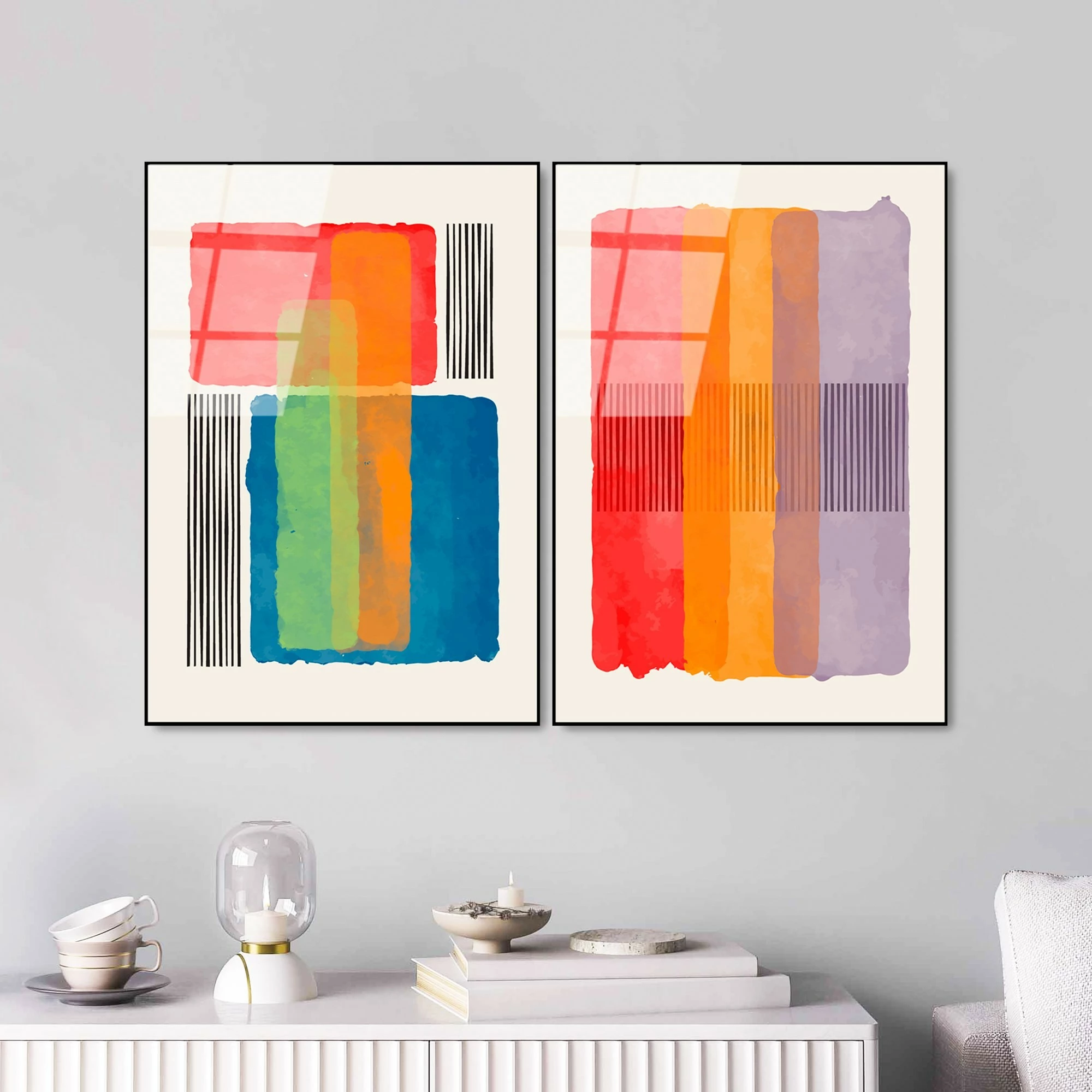 Pikturë dekorative prej xhami të temperuar (2 copë), Wallity, UV-948, 45x65cm