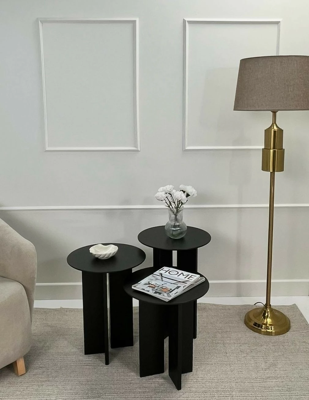 Set tavolinash kafeje, Skye Decor, Leo (55 + 50 + 45), e zezë