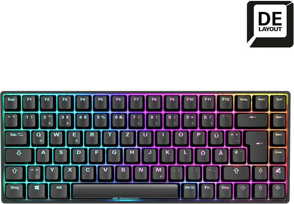 Tastierë mekanike SHARKOON SKILLER SGK50 S3, Gateron Yellow, 75%, RGB, QWERTZ, e zezë