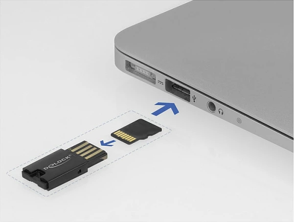 Lexues kartelash DeLOCK USB 2.0, microSD/microSDHC/microSDXC, 480 Mbit/s, zi