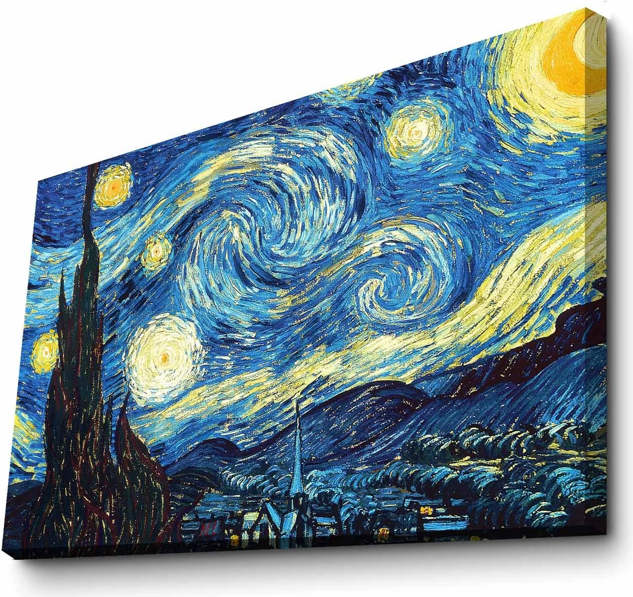 Pikturë dekorative në kanavacë, The Starry Night, shumëngjyrëshe, 70x100cm, Wallity 70100FAMOUSART-052