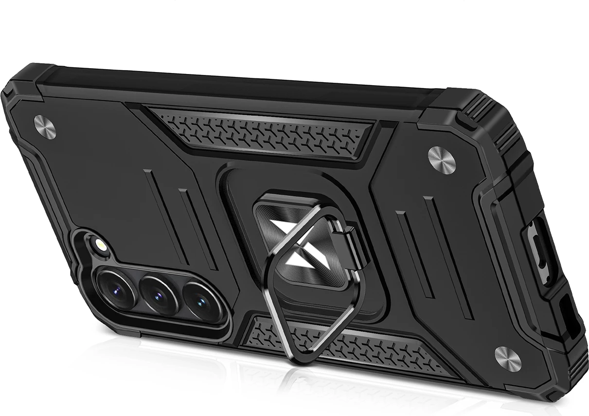 Mbështjellës Wozinsky Ring Armor për Samsung Galaxy S23, me mbajtëse unaze, i zi