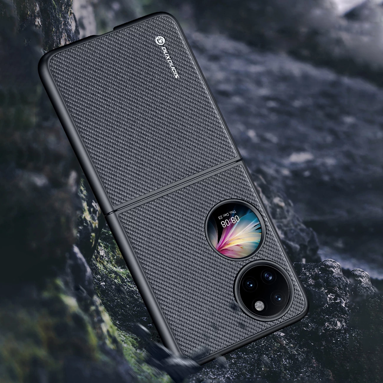 Mbështjellës Dux Ducis Fino për Huawei P50 Pocket, najlon, e zezë