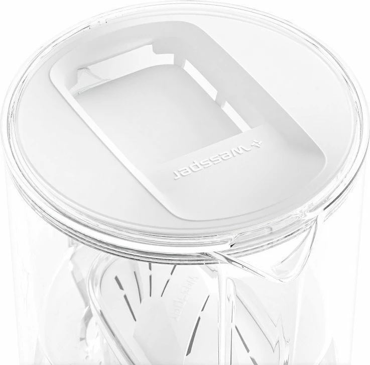 Bokall filtrues uji Wessper Aquamax Crystalline 2.5 L qelq borosilikat, i bardhë, set me 1 fishek