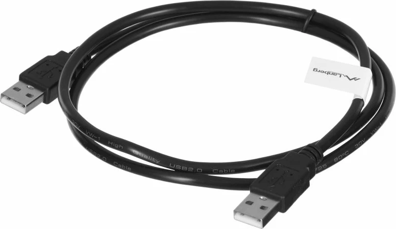 Kabllo USB-A Lanberg CA-USBA-20CU-0010-BK, i zi, 1m