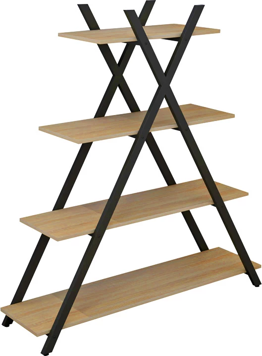 Raft librash Tree, ngjyrë e zezë-natyrale, 120x33x135cm