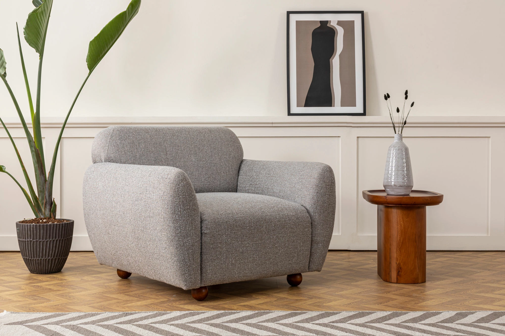 Karrige krahu Eddy, ngjyrë gri e çelët, Atelier del Sofa