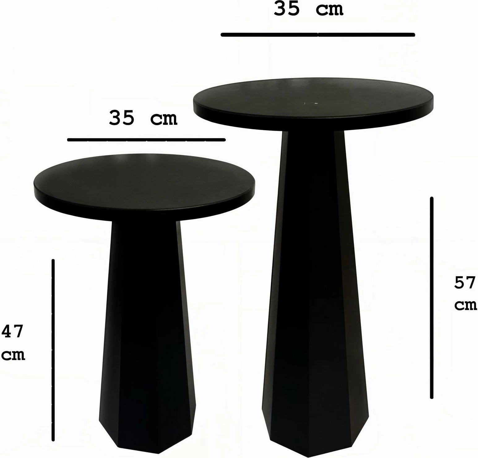 Set tavolinash kafeje Skye Decor, Lilyum (57 + 47), e zezë