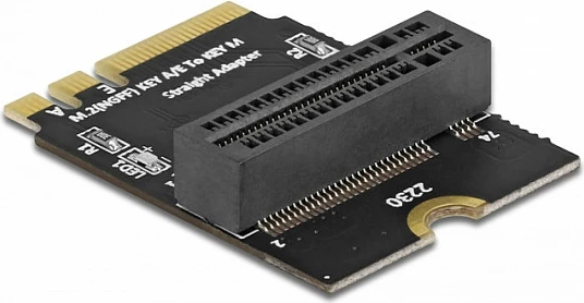 Adapter M.2 DeLOCK, Key A+E në Key M (angled), NVMe, i zi