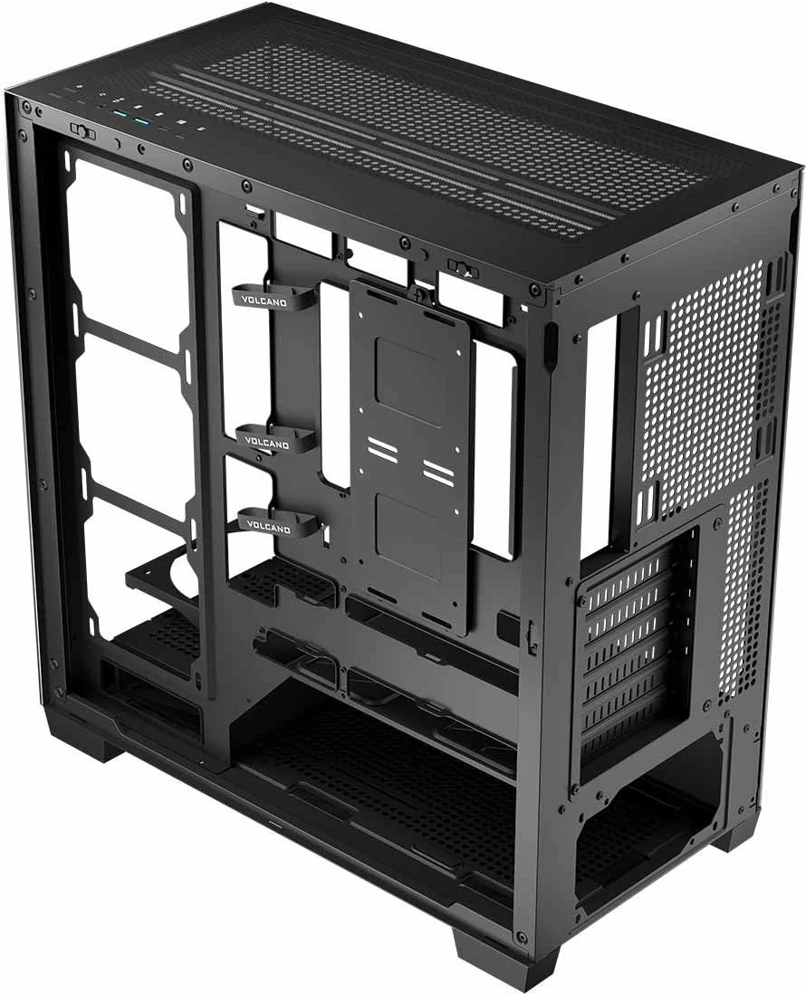 Kasë Modecom Volcano Stellar NF (AT-STELLAR-NF-0000-10) Midi Tower ATX/mATX, USB-C, tempered glass, pa ventilatorë, e zezë