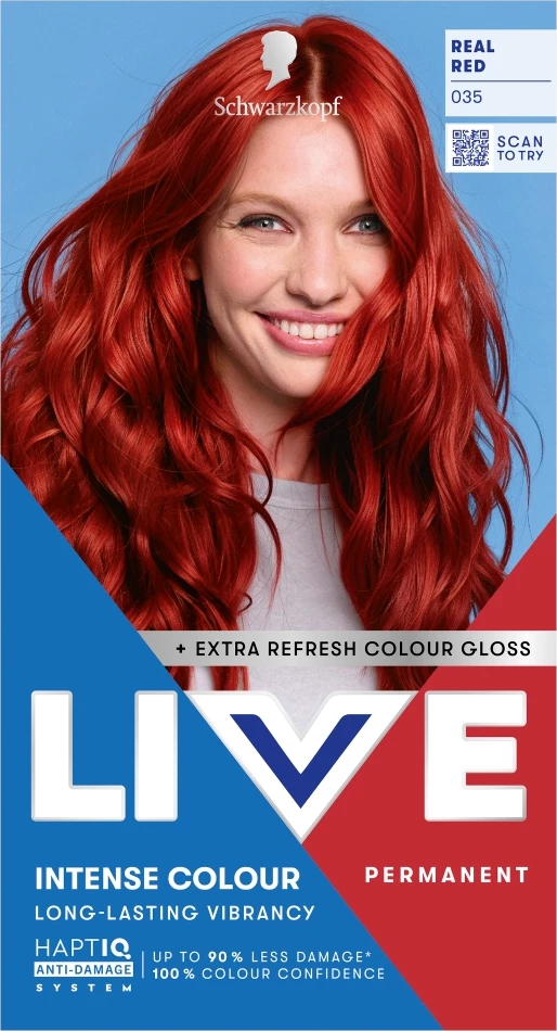 Ngjyrë për flokë për femra Schwarzkopf Live Intense Colour 035 Real Red, 1 copë