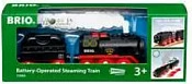 Lokomotivë me bateri Ravensburger BRIO Battery Operated Steaming Train, efekt avulli me rezervuar uji, e zezë/kuqe