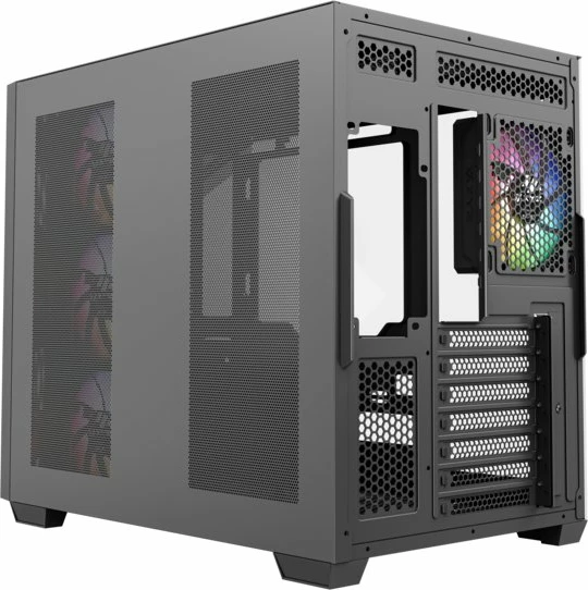 Kasë XYZ PC GEAR Qubex X-CS-QUBEX-B Midi Tower ATX, xham i temperuar, 4x ventilatorë ARGB 120mm, USB Type-C, e zezë