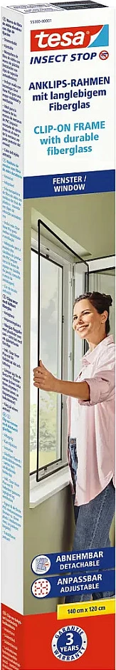 Rrjetë kundër insekteve tesa Insect Stop Clip-On, 100x120 cm, për dritare, antracit