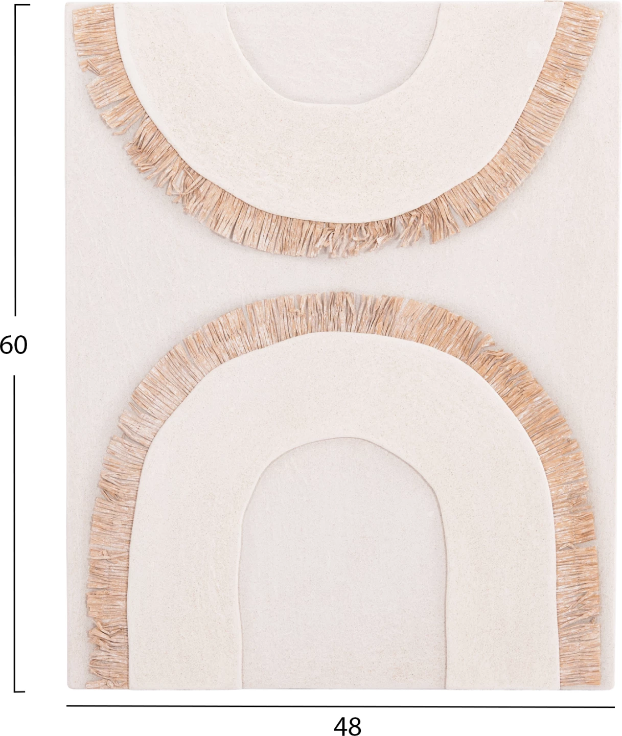 Panel dekorativ për mur, seri Santorini, MDF, ngjyrë e bardhë, dekor në bezhë, 48x4.5x60 cm