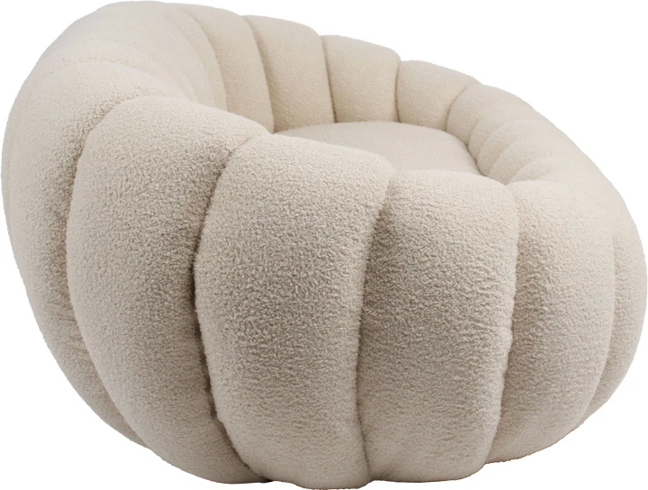 Divan dy-vendësh Yannick, material boucle, ngjyrë bezhë, 148x92x62cm