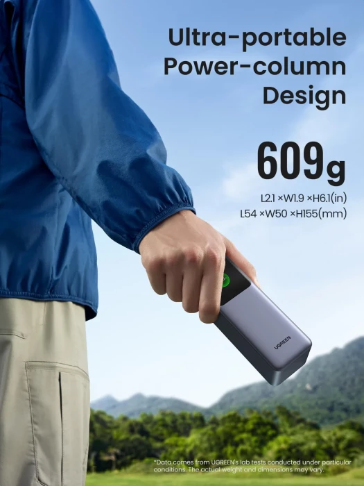 Powerbank UGREEN Nexode 35525B 25,000mAh 200W (PD 3.1) me ekran digital TFT, gri