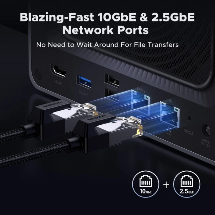 NAS UGREEN NASync DXP4800 Plus, 4+2 bay, Intel 8505, 8GB DDR5, 2.5GbE + 10GbE, gri