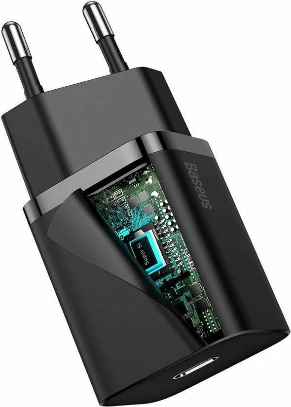 Karikues rrjeti Baseus Super Si TZCCSUP-B01 20W USB-C PD/QC 3A set me kabllo USB-C në Lightning 1 m i zi