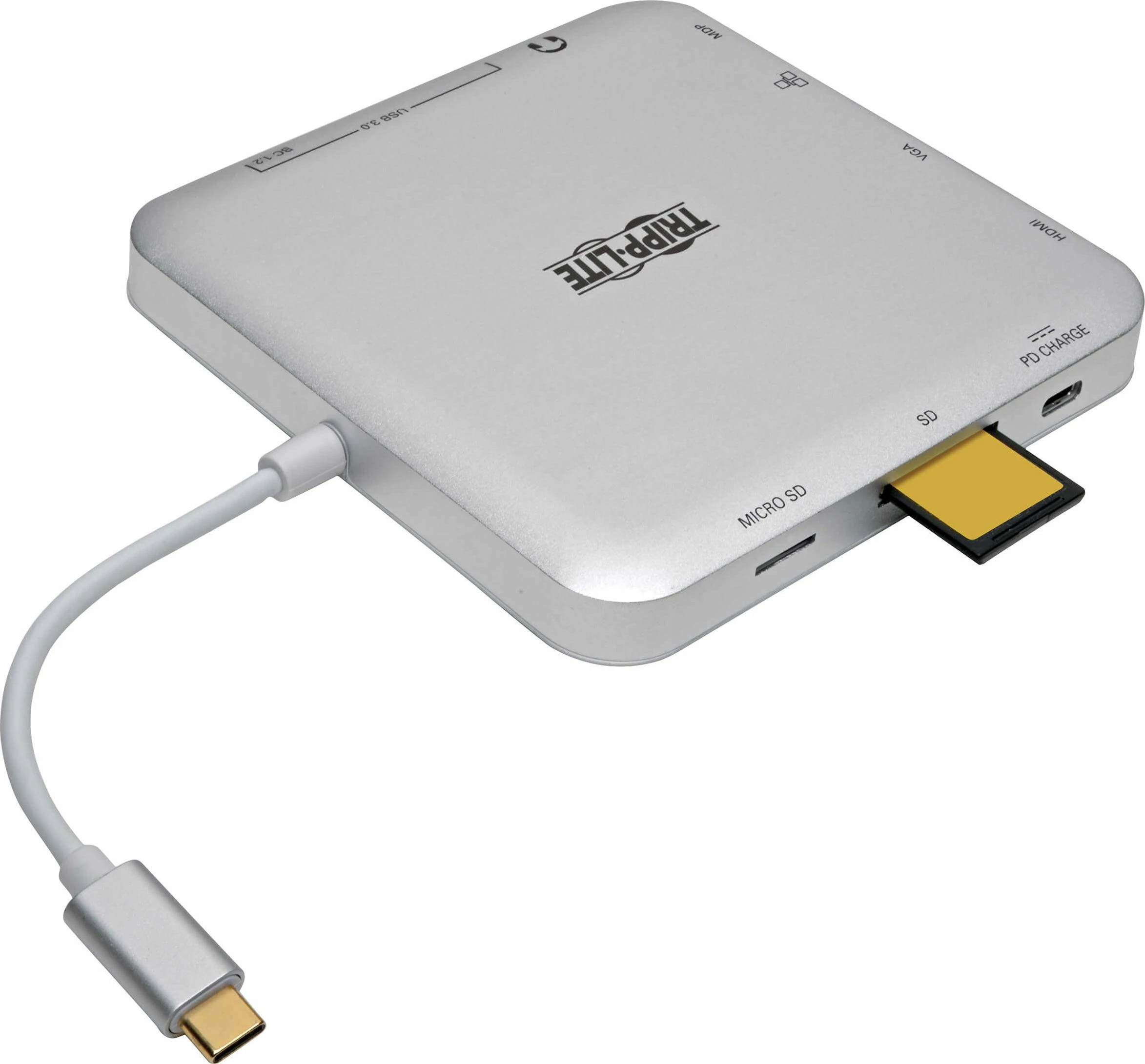 Stacion docking USB-C Tripp Lite U442-DOCK2-S, 4K, PD 60W, HDMI/VGA/mDP, Gigabit Ethernet, USB 3.0 x3, SD/microSD, argjendtë