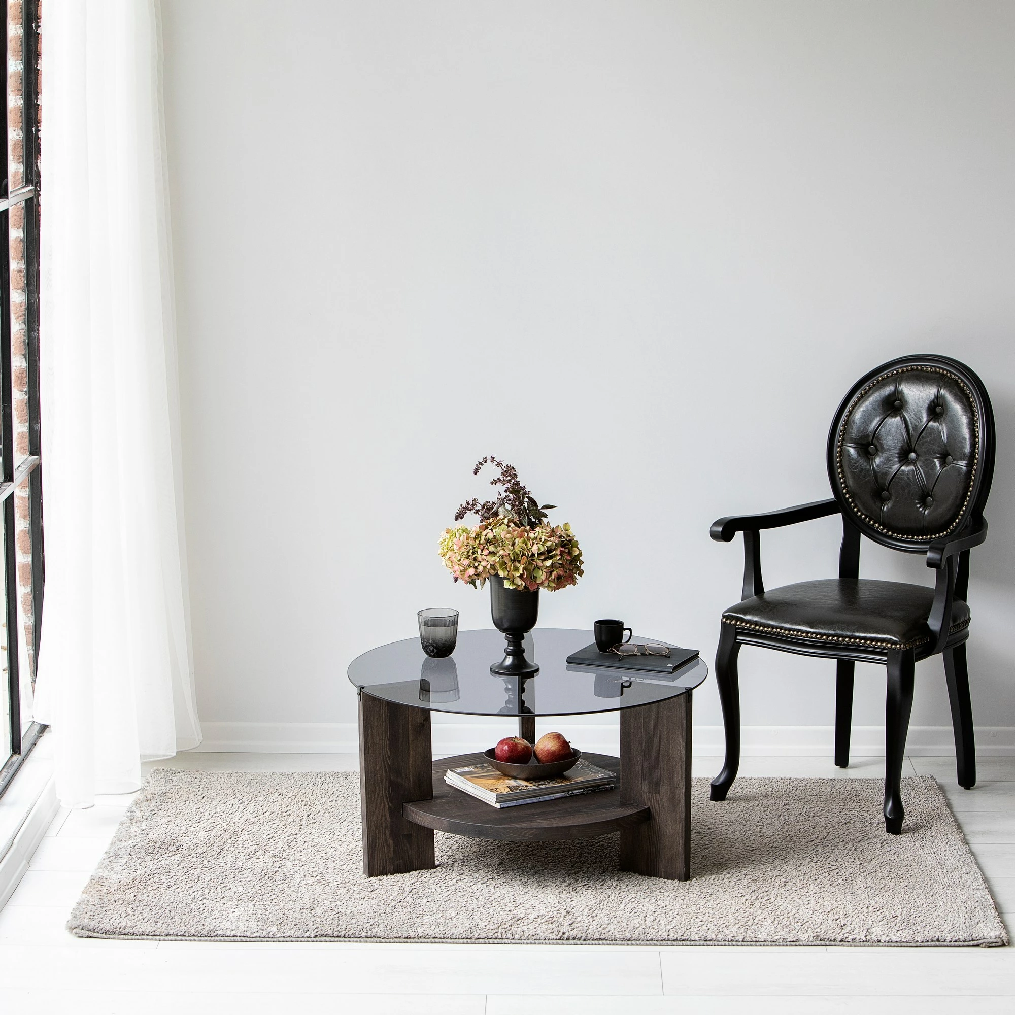 Tavolinë kafeje Hanah Home, Mahal, anthracite, kafe e errët