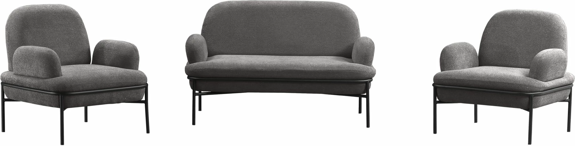Set divanesh Atelier del Sofa, Aster, ngjyrë gri (3 pjesë)