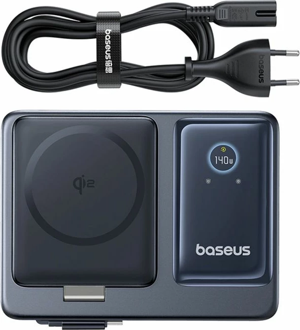 Stacion karikimi 5-në-1 Baseus NOMOS 140W Qi2, i zi